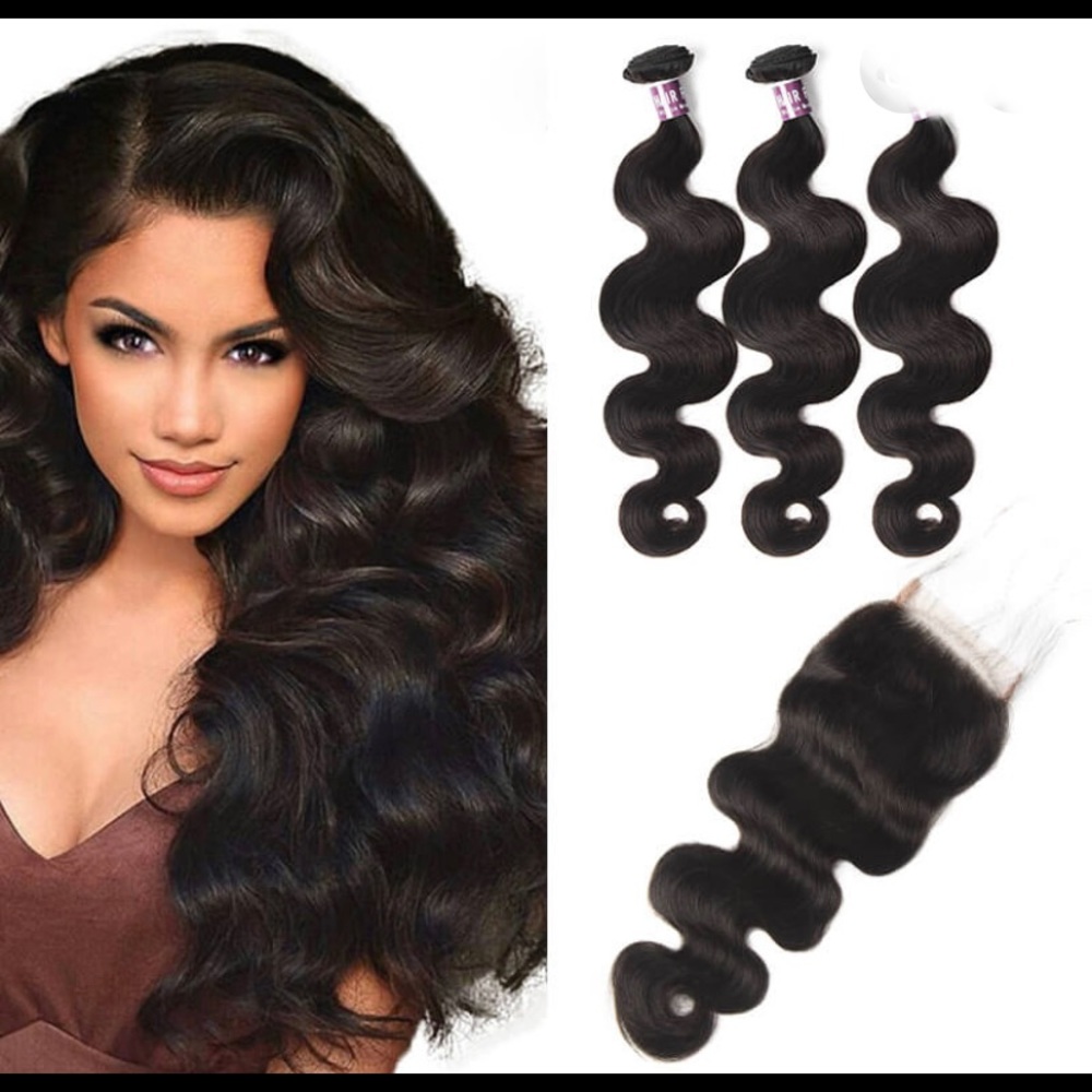 💯 %HUMANHAIR BUNDLES DEALS+4*4 lace closure FREE